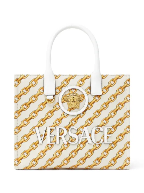 Versace small Chain Stripes La Medusa tote bag Neutrals 10058611A13568