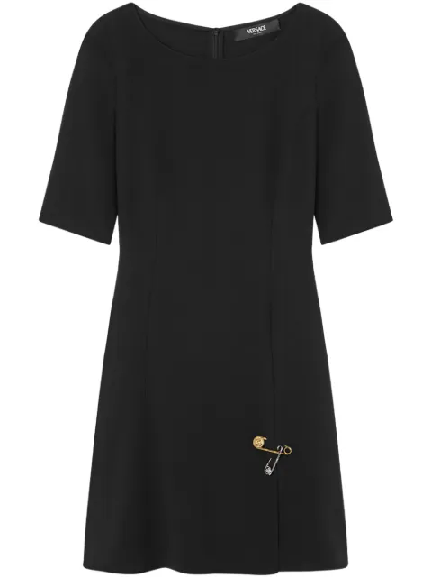 Versace Safety Pin flared satin mini dress Black 10180671A12369
