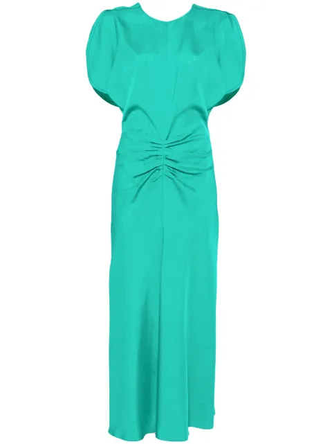 Victoria Beckham gathered-detail midi dress Green 1125WDR005227A