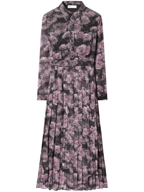 Tory Burch floral-print pleated silk dress Pink 165295