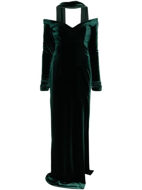 Saiid Kobeisy velvet long dress Green RTWFW2430