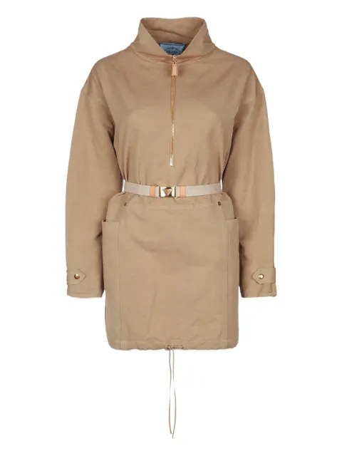 Prada belted half-zipped coat Brown P3L59HSOOO14F5