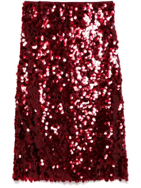 Vince Paillette Bias midi skirt Red V082431002