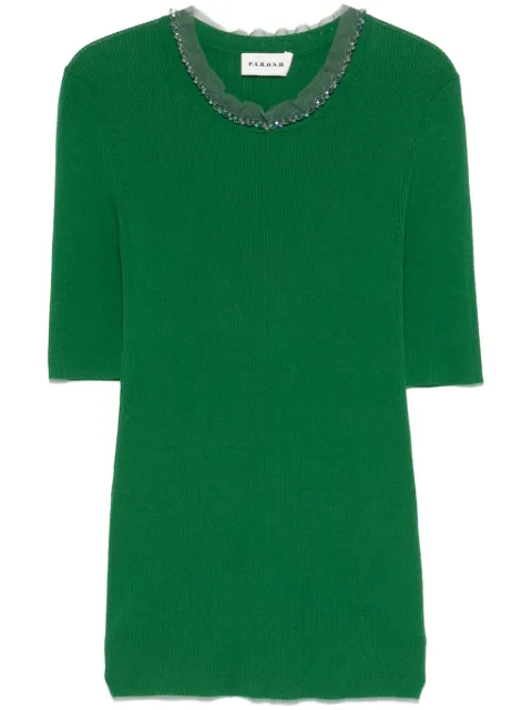 P.A.R.O.S.H. bead-embellished T-shirt Green D540843RCIPRIA25