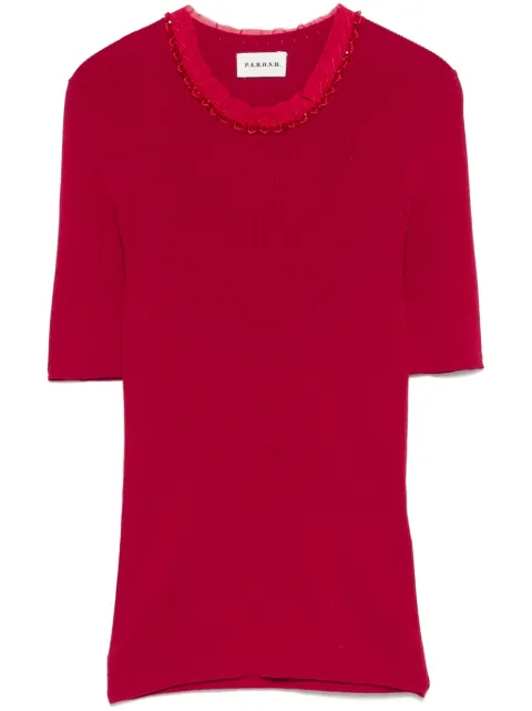 P.A.R.O.S.H. bead-embellished T-shirt Pink D540843RCIPRIA25