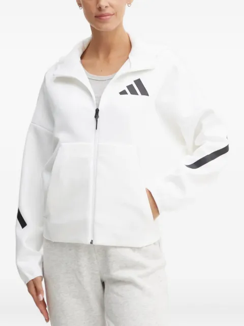adidas logo-detail zip-up hoodie White JE7849