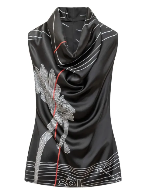 Ferragamo printed silk top Black 778032