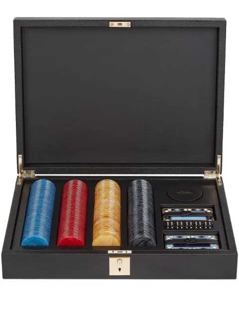 Smythson Panama poker set Black 1203320