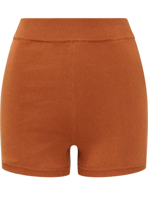 MIXIK fine-ribbed shorts Brown BROWX22WS12COTSHORT