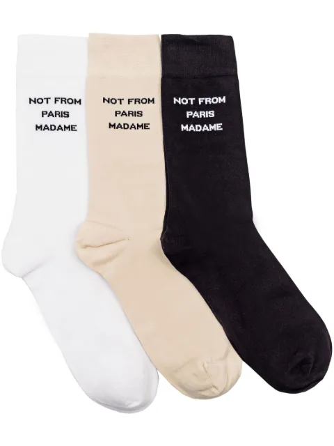 Drôle De Monsieur intarsia-knit socks (pack of three) Neutrals PERMSK101CO024