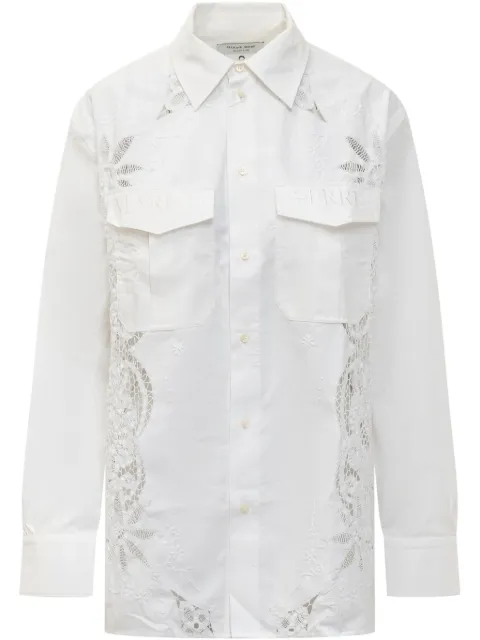 Marine Serre Upcycled household linen twin pocket shirt White USI022AUWOV0045WH20