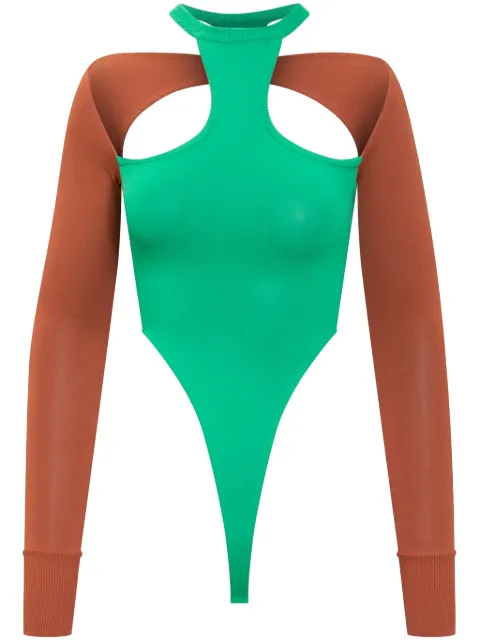 ALESSANDRO VIGILANTE two-tone bodysuit Green TO05KNVI