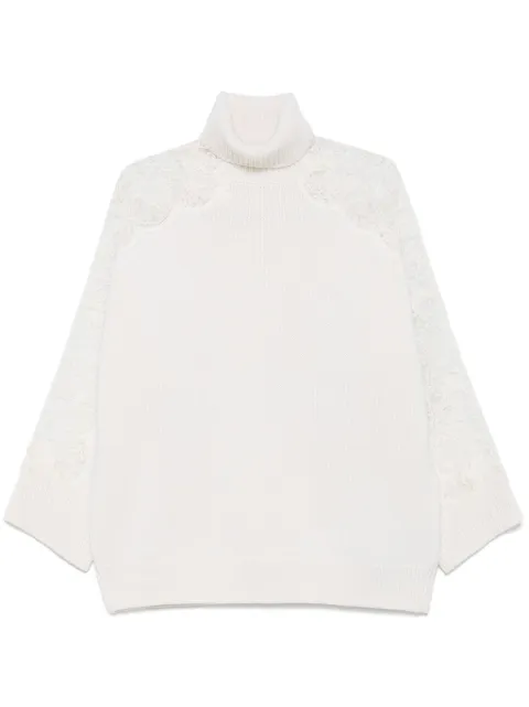 Elie Saab lace-detail sweater White TO101NF24KWL01