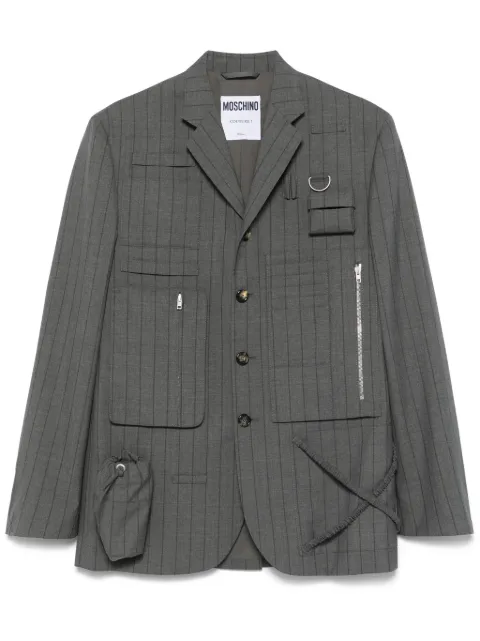 Moschino graphic-print pinstriped blazer Grey A05050216