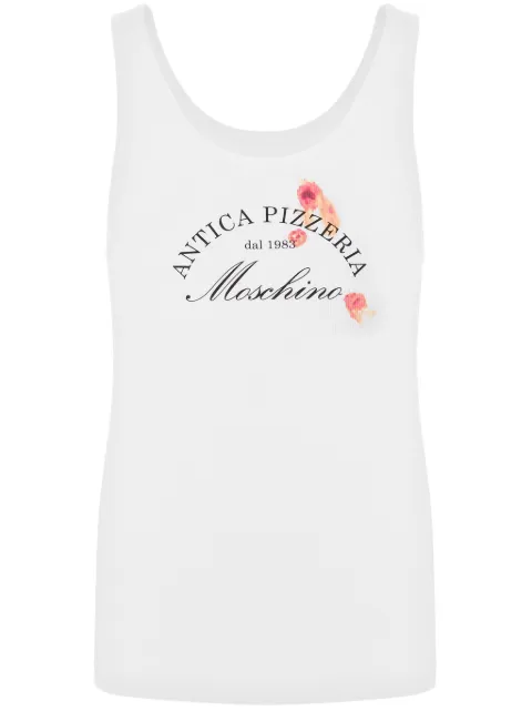 Moschino slogan-print tank top White A89070245
