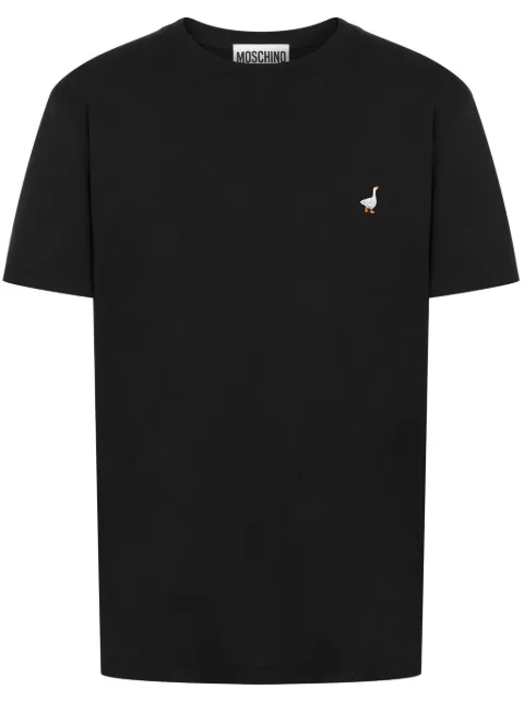 Moschino goose-embroidered cotton T-shirt Black A07140241