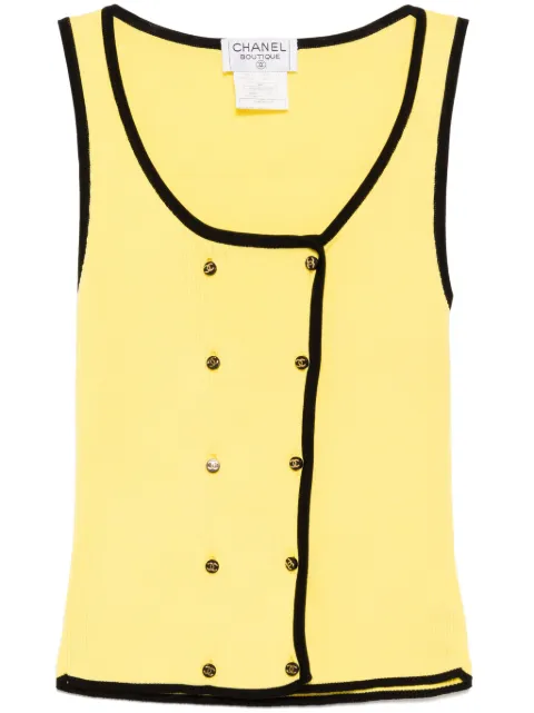 CHANEL Pre-Owned 1995 ribbed-knit top Yellow 95PP05159V00233B0551