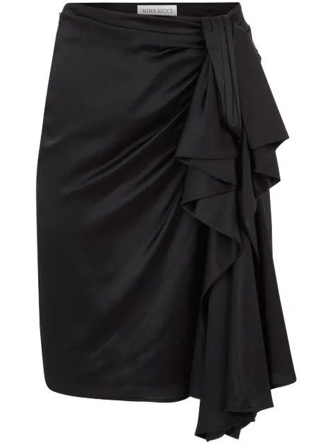Nina Ricci asymmetric bow-detail skirt Black 25PCJU022VI0530U9000