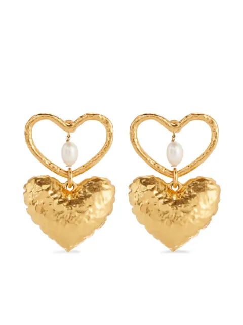 Nina Ricci double heart brass earrings Gold 25PBB0146MET025U0125