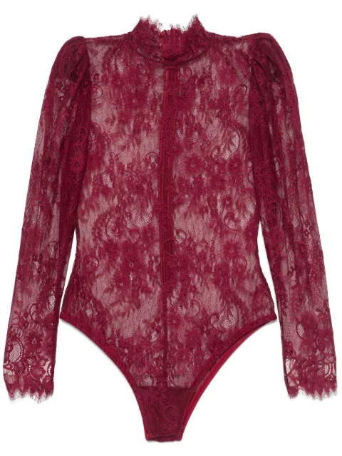 Ana Radu Chantilly lace bodysuit Red 43470