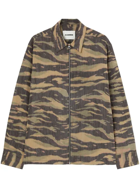 Jil Sander printed zip-up overshirt Green J22DL0301J70187