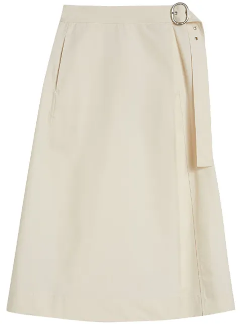 Jil Sander A-line buckled midi skirt Neutrals J40MA0168J45296