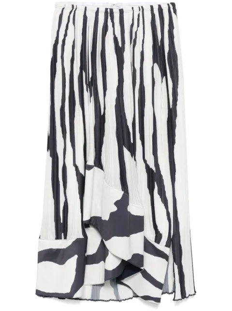 Lanvin zebra-print pleated midi skirt White RWST01205985A24