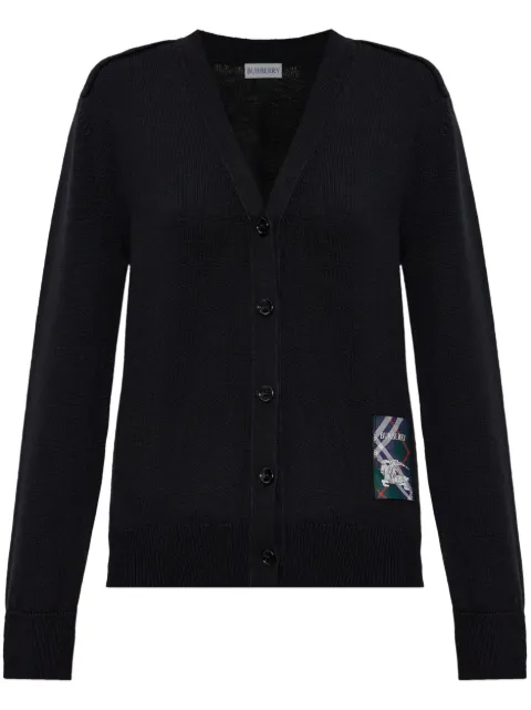 Burberry check label wool cardigan Black 8103191