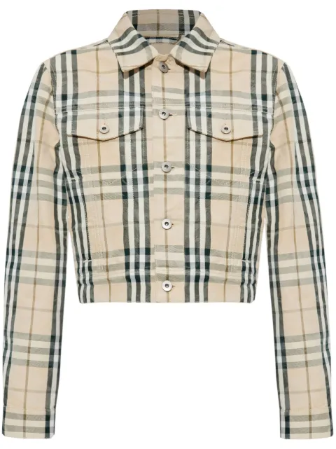 Burberry check pattern cropped jacket Neutrals 8097542