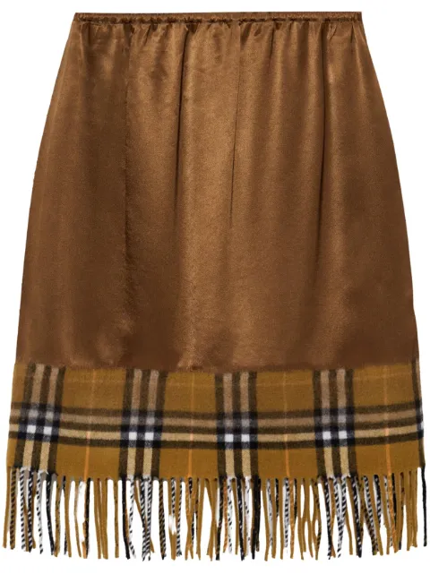 Burberry satin check scarf skirt Brown 8098591