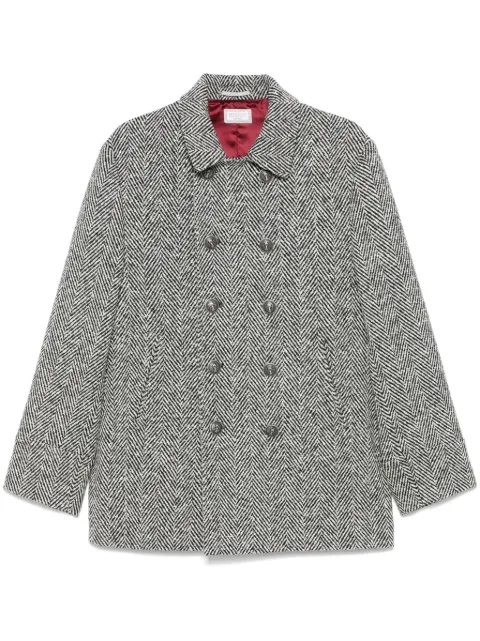 Brunello Cucinelli chevron virgin wool peacoat Black MY4447008KC202