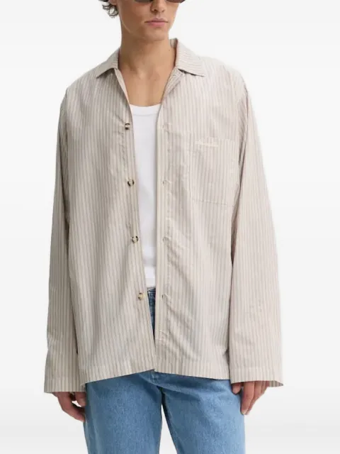 Nanushka striped logo-embroidered shirt Neutrals NM24PFSH02475