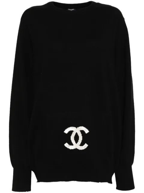 CHANEL Pre-Owned 1994 logo-jacquard jumper Black 123400