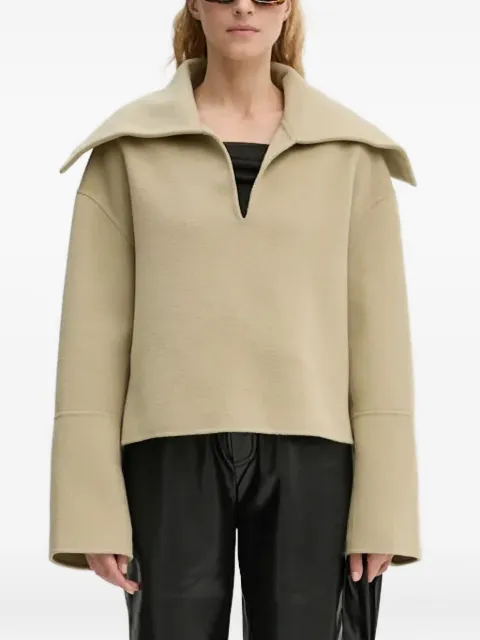 Nanushka oversized-collar top Neutrals NW24PFSG27062