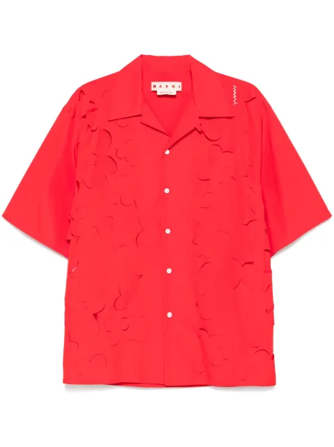 Marni logo-embroidered cut-out shirt Red CUMU0342S0USR013