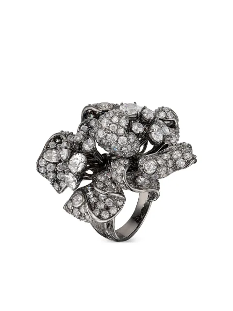 Anabela Chan 18kt black gold Magnolia diamond cocktail ring Black AC14FD11RSBGWD