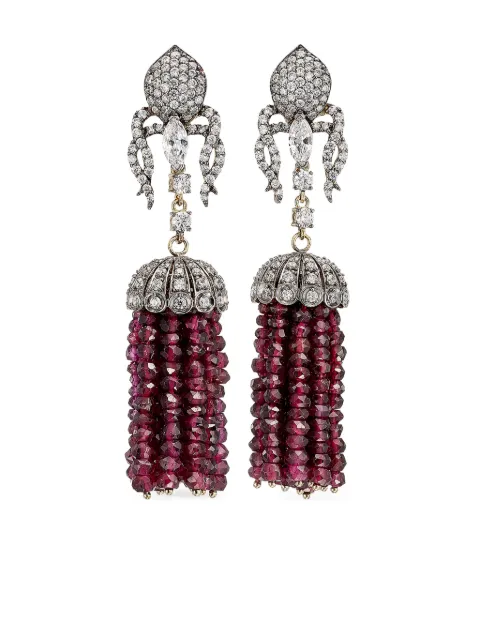 Anabela Chan 18kt yellow gold Tassel diamond and ruby garnet earrings Gold AC16MH01ESBGRG