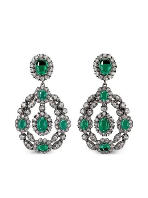 Anabela Chan 18kt black rhodium plated 14kt gold Treasure emerald drop earrings Silver AC16MH04ESBGGE