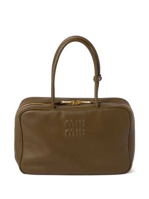 Miu Miu Leather Beau tote bag Green 5BB117VMON2CRWF0244