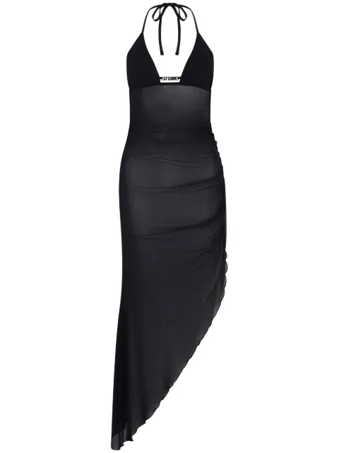 Let's Swim halterneck mesh midi dress Black LSW043DR