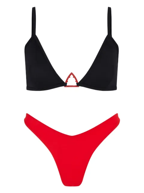 Let's Swim White Shark-logo bikini top Black LSW027BKTOPBLACK
