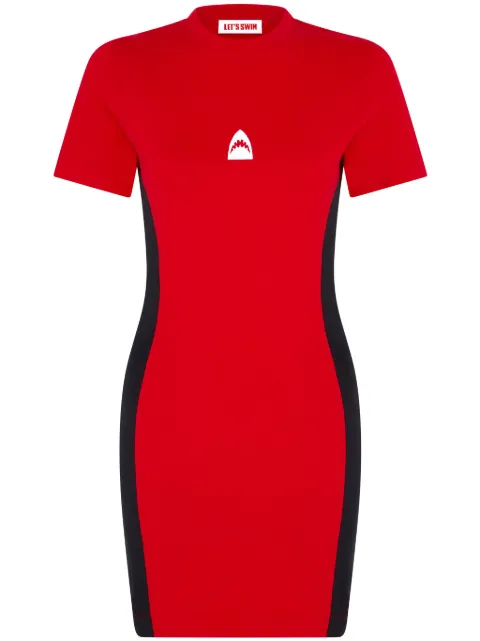 Let's Swim Shark logo bodycon dress Red LSW041DR