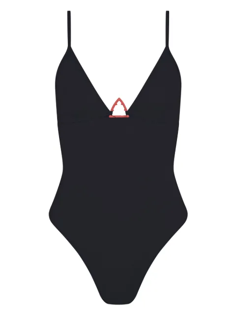 Let's Swim Shark-logo swimsuit Black LSW027SS