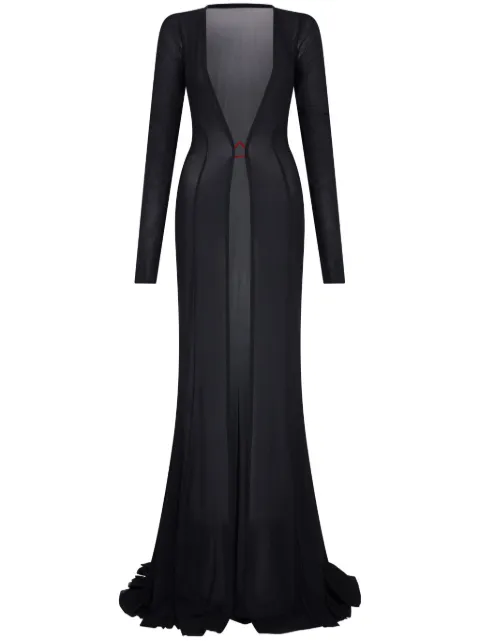 Let's Swim logo-shark mesh maxi dress Black LSW042DR
