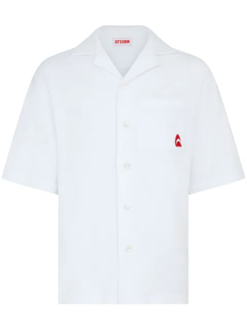 Let's Swim Shark-embroidered shirt White LSM009SSSTOW