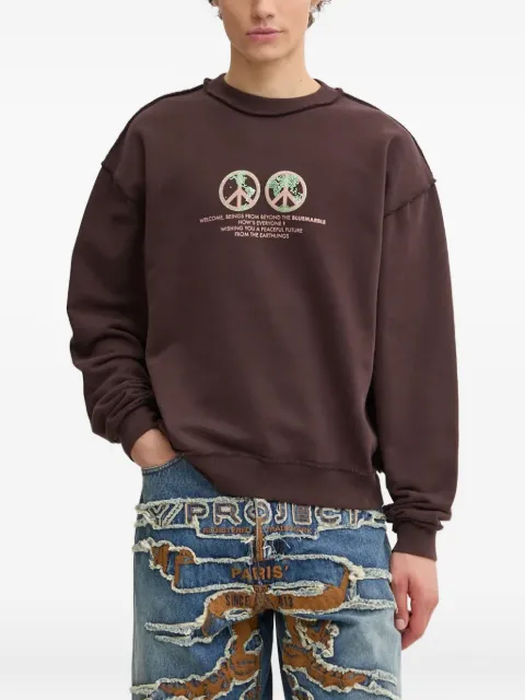 BLUEMARBLE peace-globe print sweatshirt Brown SW01FL05B24