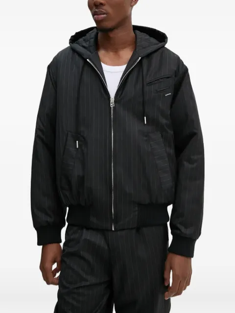 BLUEMARBLE pinstripe hooded jacket Grey JA68WO22B24