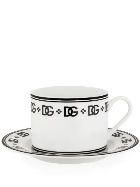 Dolce & Gabbana DG-print teacups (set of two) White TC0S11TCALH