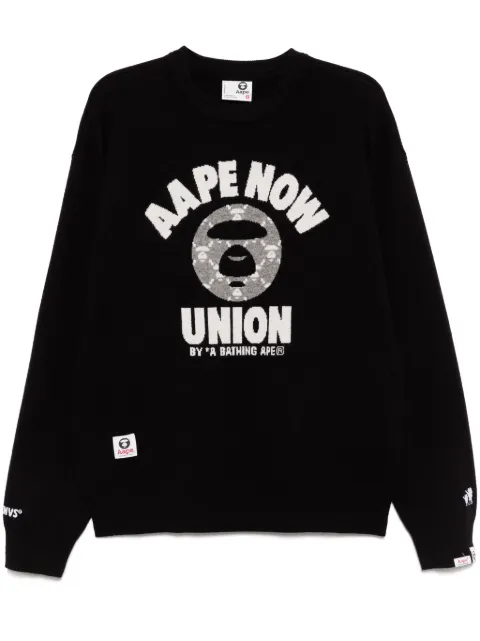 AAPE BY *A BATHING APE® moonface-logo crew-neck jumper Black AKNB370XXN