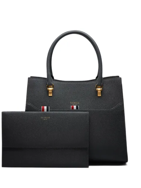 Thom Browne large leather clasp tote bag Grey FAP239A00198